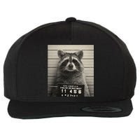 Raccoon Mugshot Funny Parody Wool Snapback Cap