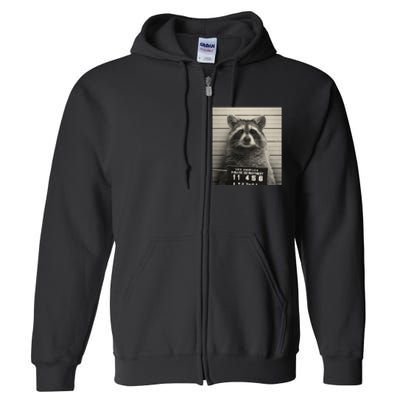 Raccoon Mugshot Funny Parody Full Zip Hoodie