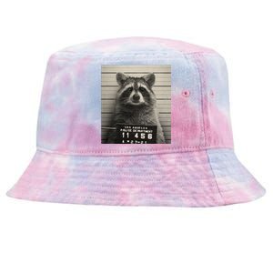 Raccoon Mugshot Funny Parody Tie-Dyed Bucket Hat