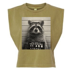 Raccoon Mugshot Funny Parody Garment-Dyed Women's Muscle Tee