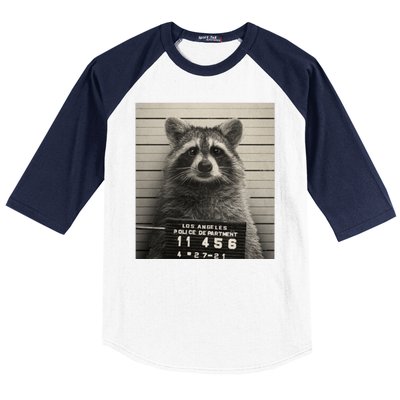 Raccoon Mugshot Funny Parody Baseball Sleeve Shirt