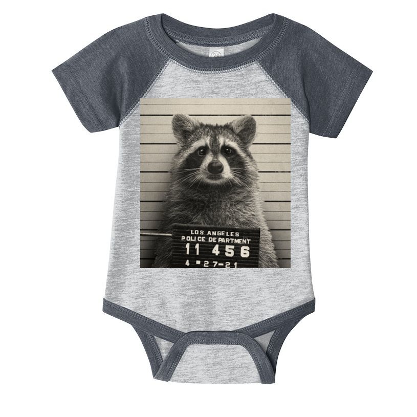 Raccoon Mugshot Funny Parody Infant Baby Jersey Bodysuit