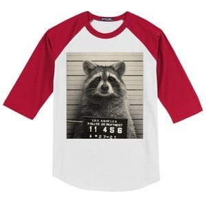 Raccoon Mugshot Funny Parody Kids Colorblock Raglan Jersey