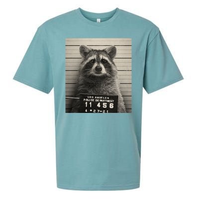 Raccoon Mugshot Funny Parody Sueded Cloud Jersey T-Shirt