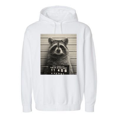 Raccoon Mugshot Funny Parody Garment-Dyed Fleece Hoodie