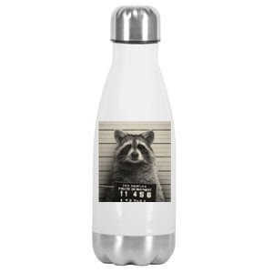 Raccoon Mugshot Funny Parody Stainless Steel Insulated Water Bottle