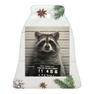 Raccoon Mugshot Funny Parody Ceramic Bell Ornament