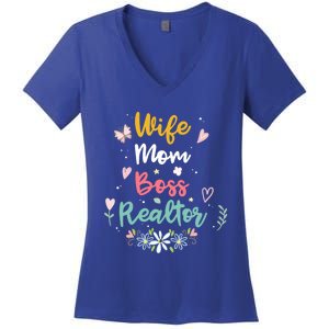 Realtor Mom Great Gift Wife Mom Boss Realtor Gift Women's V-Neck T-Shirt