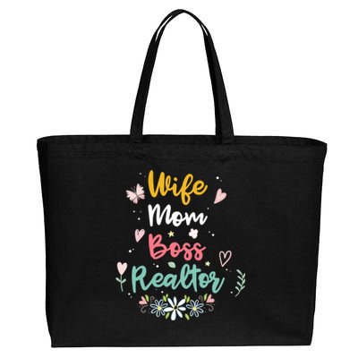 Realtor Mom Great Gift Wife Mom Boss Realtor Gift Cotton Canvas Jumbo Tote