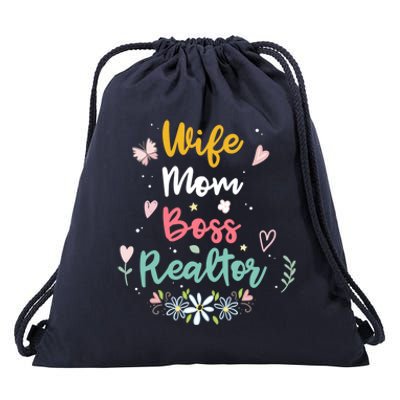 Realtor Mom Great Gift Wife Mom Boss Realtor Gift Drawstring Bag