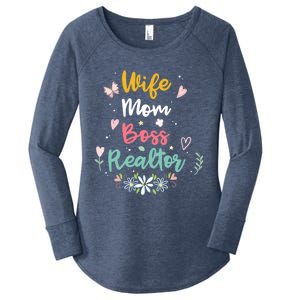 Realtor Mom Great Gift Wife Mom Boss Realtor Gift Women's Perfect Tri Tunic Long Sleeve Shirt