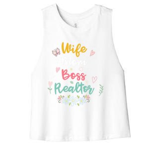 Realtor Mom Great Gift Wife Mom Boss Realtor Gift Women's Racerback Cropped Tank