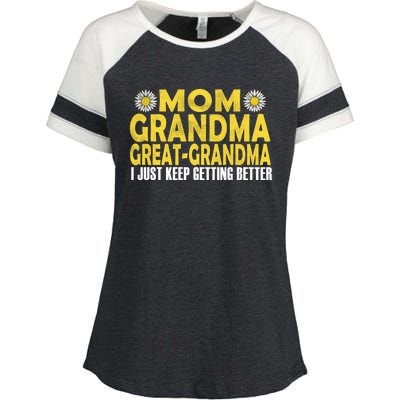 Retro Mom Grandma Great Grandma I Just Keep Getting Better Funny Gift Enza Ladies Jersey Colorblock Tee