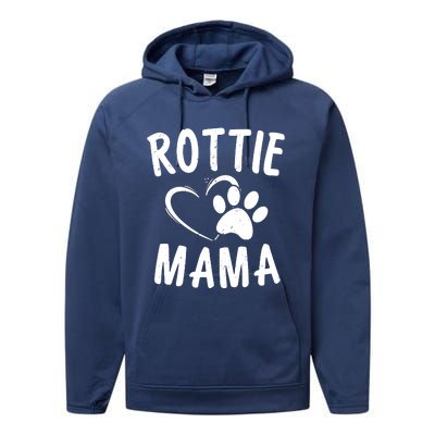 Rottie Mama Gift Dog Lover Apparel Pet Owner Rottweiler Mom Performance Fleece Hoodie