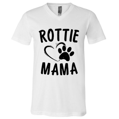 Rottie Mama Gift Dog Lover Apparel Pet Owner Rottweiler Mom V-Neck T-Shirt