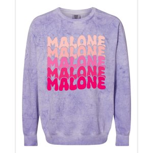 Retro Malone Girl First Name Boy Personalized Groovy 80S Colorblast Crewneck Sweatshirt