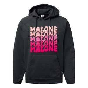 Retro Malone Girl First Name Boy Personalized Groovy 80S Performance Fleece Hoodie