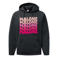 Retro Malone Girl First Name Boy Personalized Groovy 80S Performance Fleece Hoodie