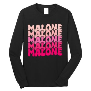 Retro Malone Girl First Name Boy Personalized Groovy 80S Long Sleeve Shirt