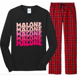 Retro Malone Girl First Name Boy Personalized Groovy 80S Long Sleeve Pajama Set