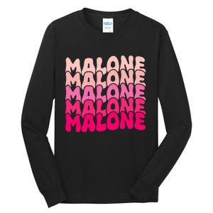 Retro Malone Girl First Name Boy Personalized Groovy 80S Tall Long Sleeve T-Shirt