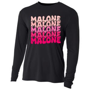 Retro Malone Girl First Name Boy Personalized Groovy 80S Cooling Performance Long Sleeve Crew