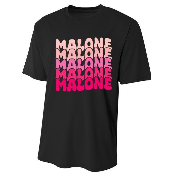 Retro Malone Girl First Name Boy Personalized Groovy 80S Performance Sprint T-Shirt