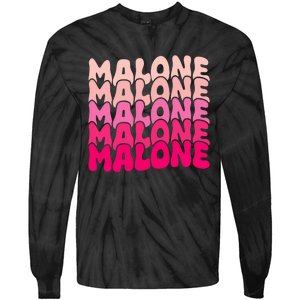 Retro Malone Girl First Name Boy Personalized Groovy 80S Tie-Dye Long Sleeve Shirt