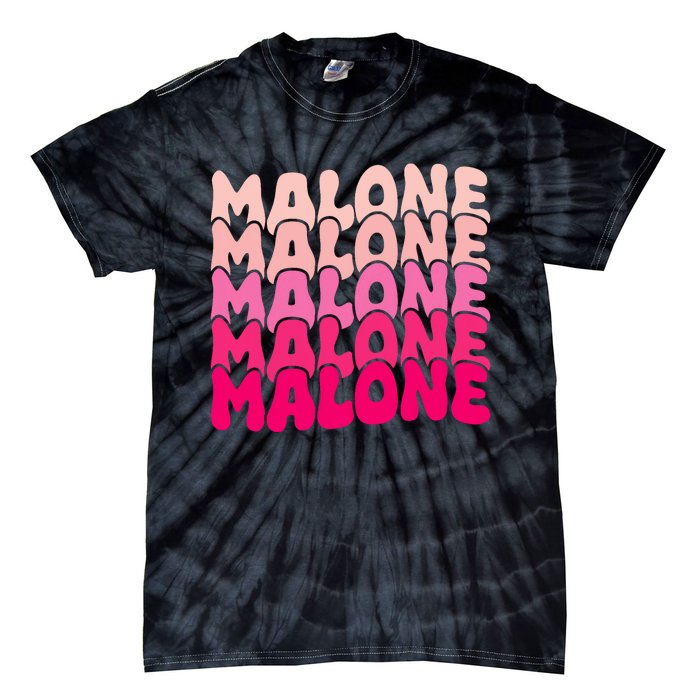 Retro Malone Girl First Name Boy Personalized Groovy 80S Tie-Dye T-Shirt