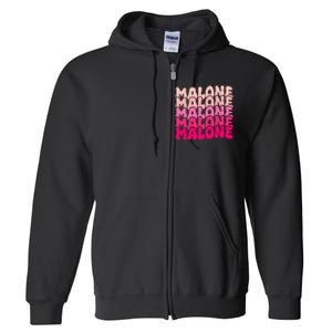 Retro Malone Girl First Name Boy Personalized Groovy 80S Full Zip Hoodie