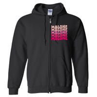 Retro Malone Girl First Name Boy Personalized Groovy 80S Full Zip Hoodie