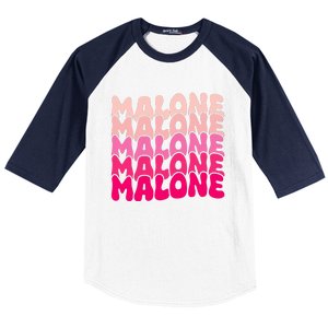 Retro Malone Girl First Name Boy Personalized Groovy 80S Baseball Sleeve Shirt