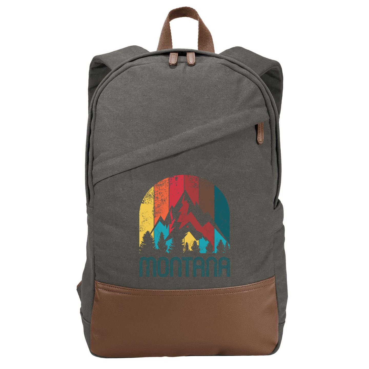 Retro Montana Gift For Men Women And Kids Cotton Canvas Backpack