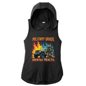 Retro Military Grade Mental Health Warrior Military Veterans Ladies PosiCharge Tri-Blend Wicking Draft Hoodie Tank