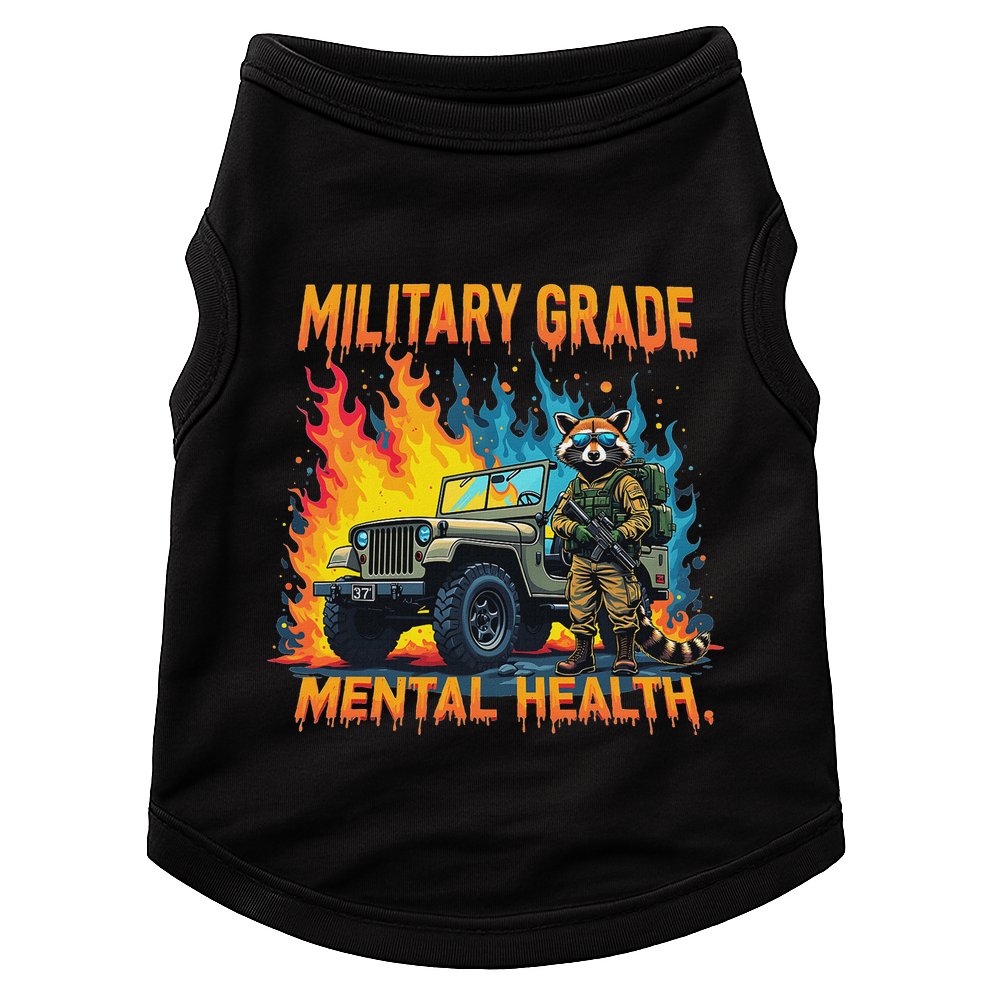 Retro Military Grade Mental Health Warrior Military Veterans Doggie Tank