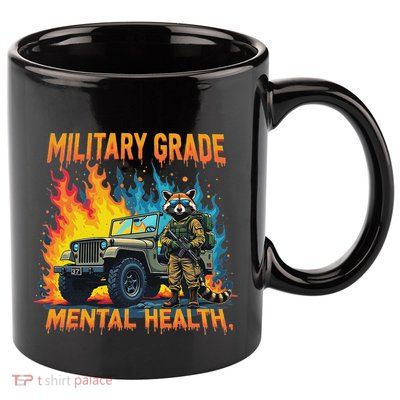 Retro Military Grade Mental Health Warrior Military Veterans 11oz C Handle Ceramic Mug