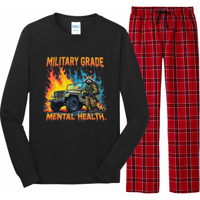 Retro Military Grade Mental Health Warrior Military Veterans Long Sleeve Pajama Set