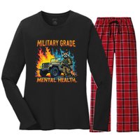 Retro Military Grade Mental Health Warrior Military Veterans Women's Long Sleeve Flannel Pajama Set 