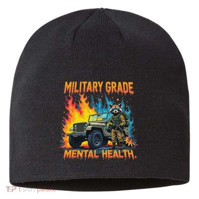 Retro Military Grade Mental Health Warrior Military Veterans Sustainable Beanie
