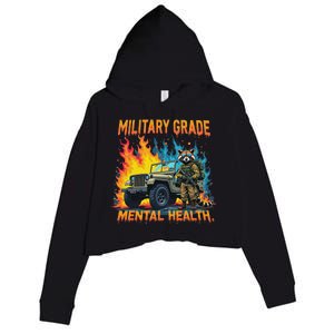 Retro Military Grade Mental Health Warrior Military Veterans Crop Fleece Hoodie