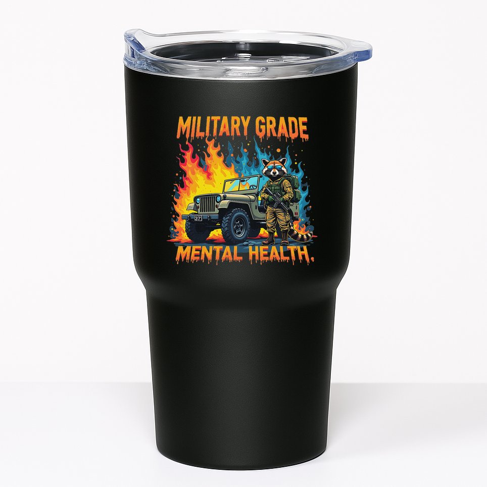 Retro Military Grade Mental Health Warrior Military Veterans Tumbler