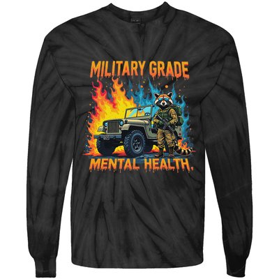 Retro Military Grade Mental Health Warrior Military Veterans Tie-Dye Long Sleeve Shirt