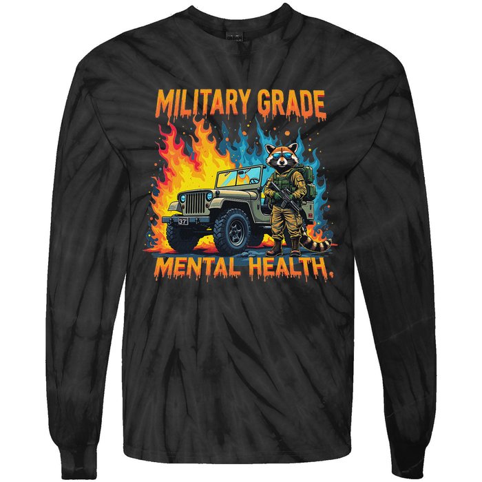 Retro Military Grade Mental Health Warrior Military Veterans Tie-Dye Long Sleeve Shirt