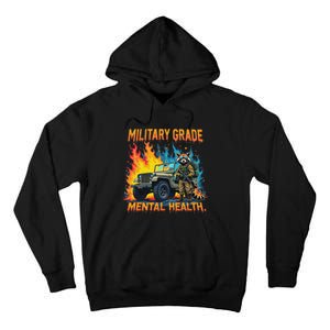 Retro Military Grade Mental Health Warrior Military Veterans Tall Hoodie