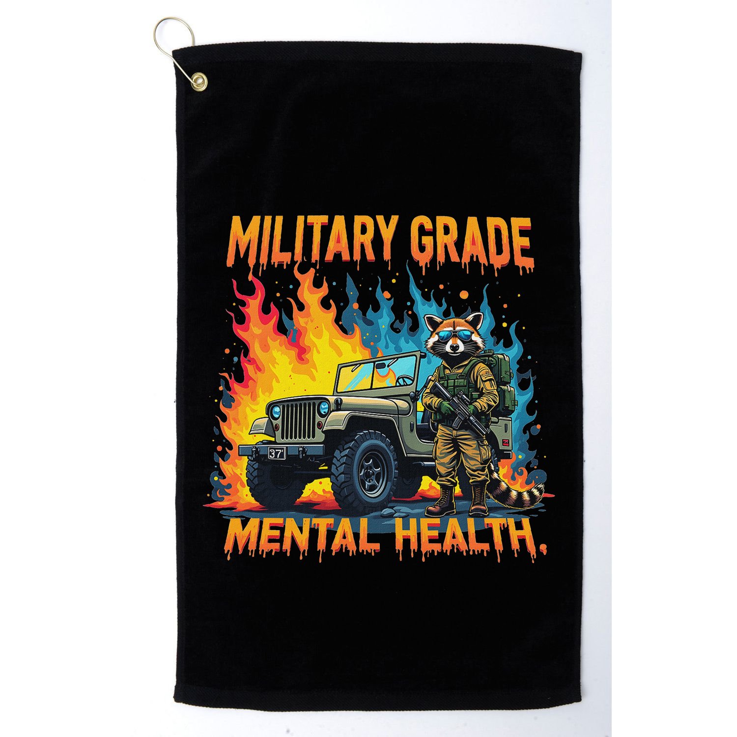 Retro Military Grade Mental Health Warrior Military Veterans Golf Towel