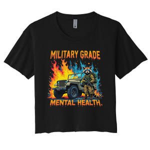 Retro Military Grade Mental Health Warrior Military Veterans Women's Crop Top Tee