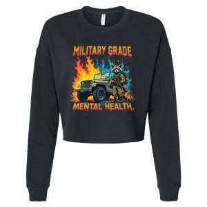 Retro Military Grade Mental Health Warrior Military Veterans Cropped Pullover Crew