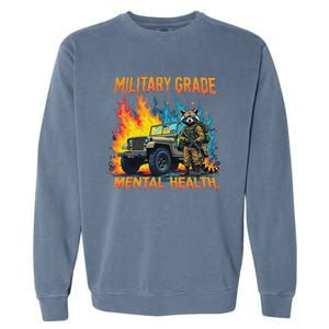 Retro Military Grade Mental Health Warrior Military Veterans Garment-Dyed Sweatshirt