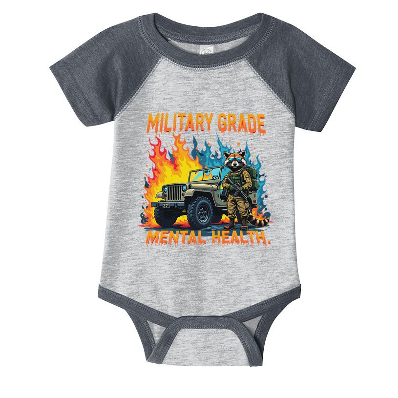 Retro Military Grade Mental Health Warrior Military Veterans Infant Baby Jersey Bodysuit