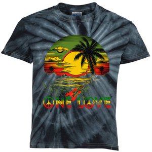 Reggae Music Guitar Rasta Pride Jamaica Rasta Kids Tie-Dye T-Shirt